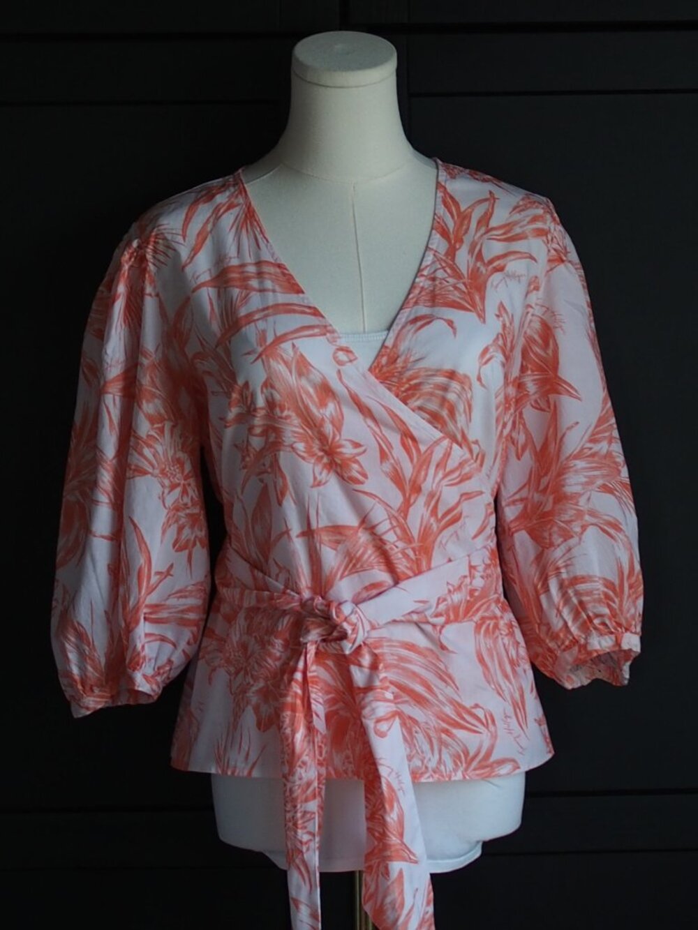Tommy Hilfiger | Cotton V-Neck Voile Floral Wrap Blouse